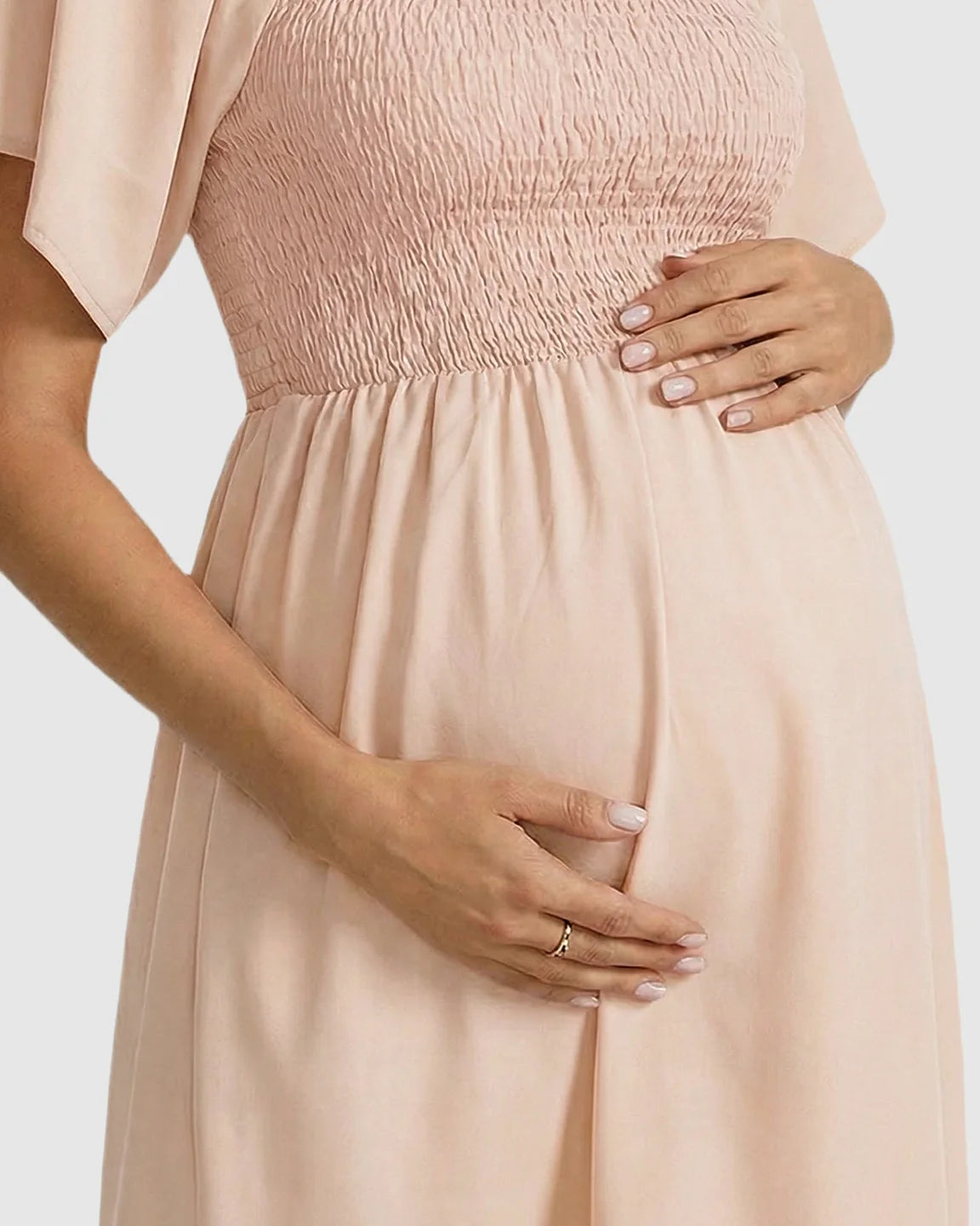 Smocked Square Neck Ruffled A-line Maternity Dress
