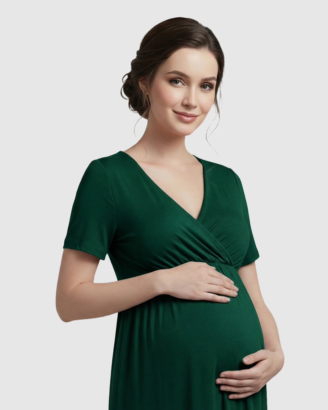 Crossover V-Neck Flowy Silhouette Maternity Maxi Dress