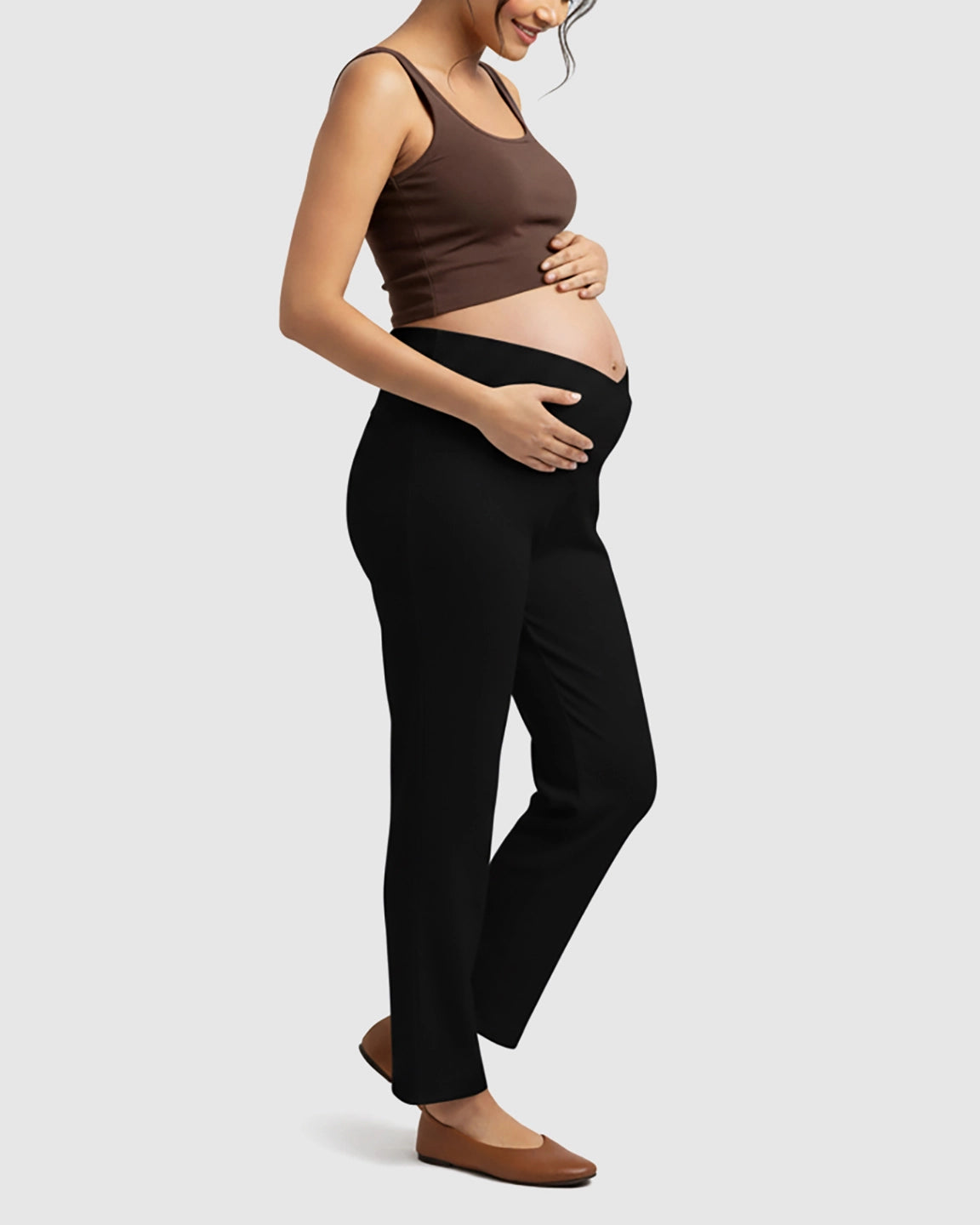 High-Waisted Wide-Leg Tailored Maternity Pants