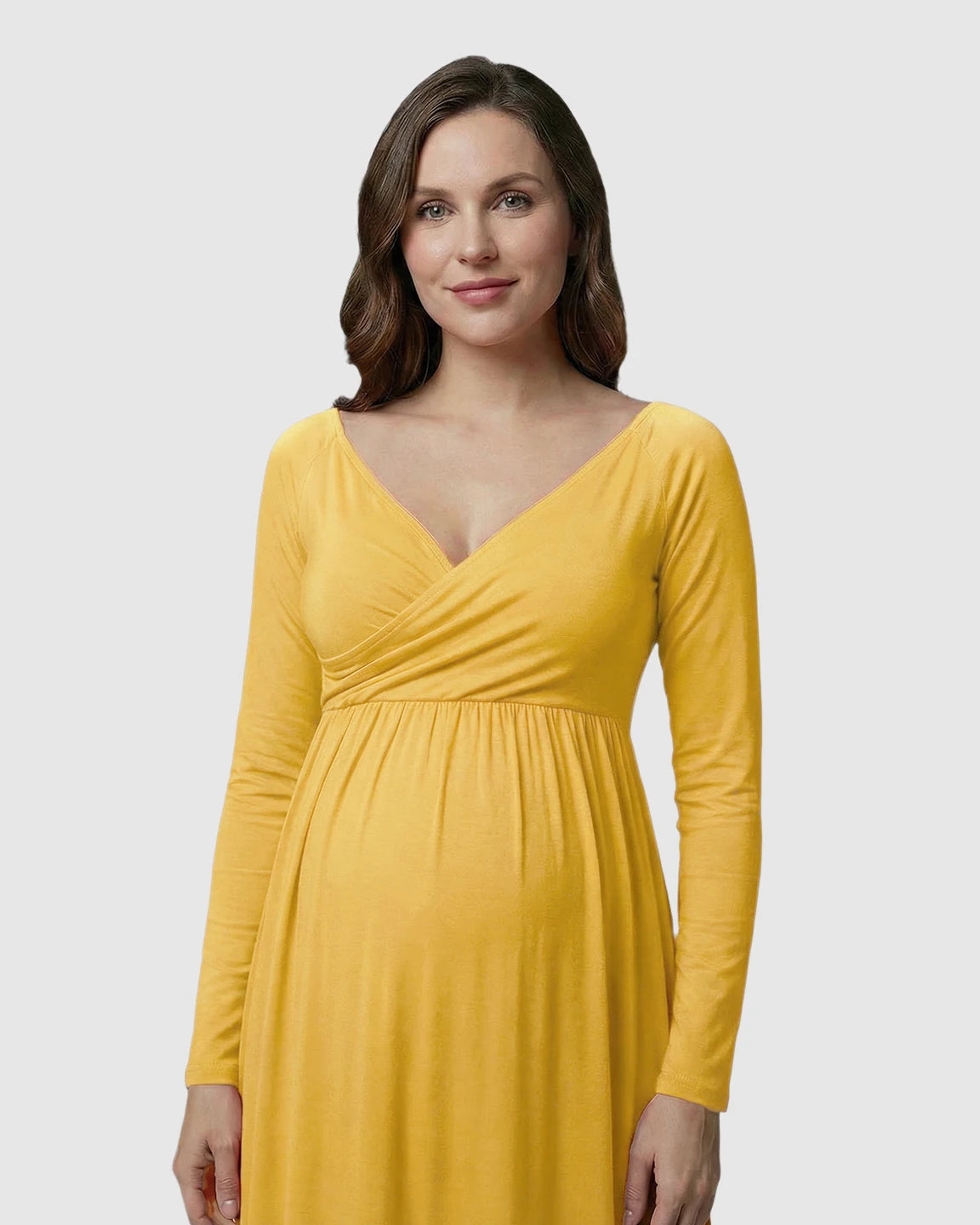 Long-Sleeve Full Train Maternity Maxi Dress