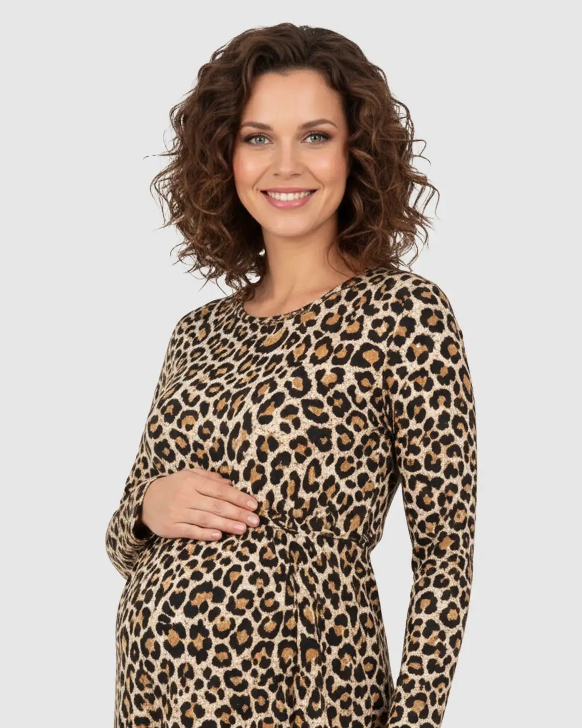 Flowing Skirt Leopard Print Maternity Maxi Dress