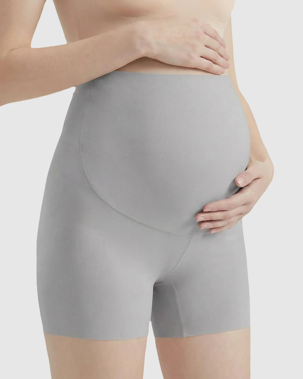 High-Waist Belly Support Seamless Slim Fit Maternity Shorts