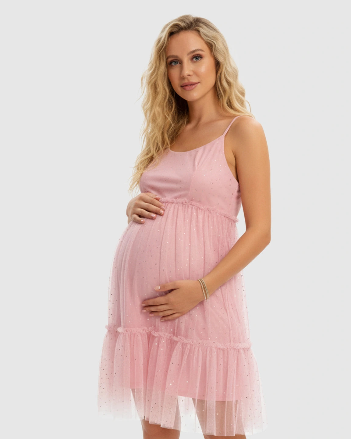Spaghetti Strap Tulle Cake Skirt Maternity Dress