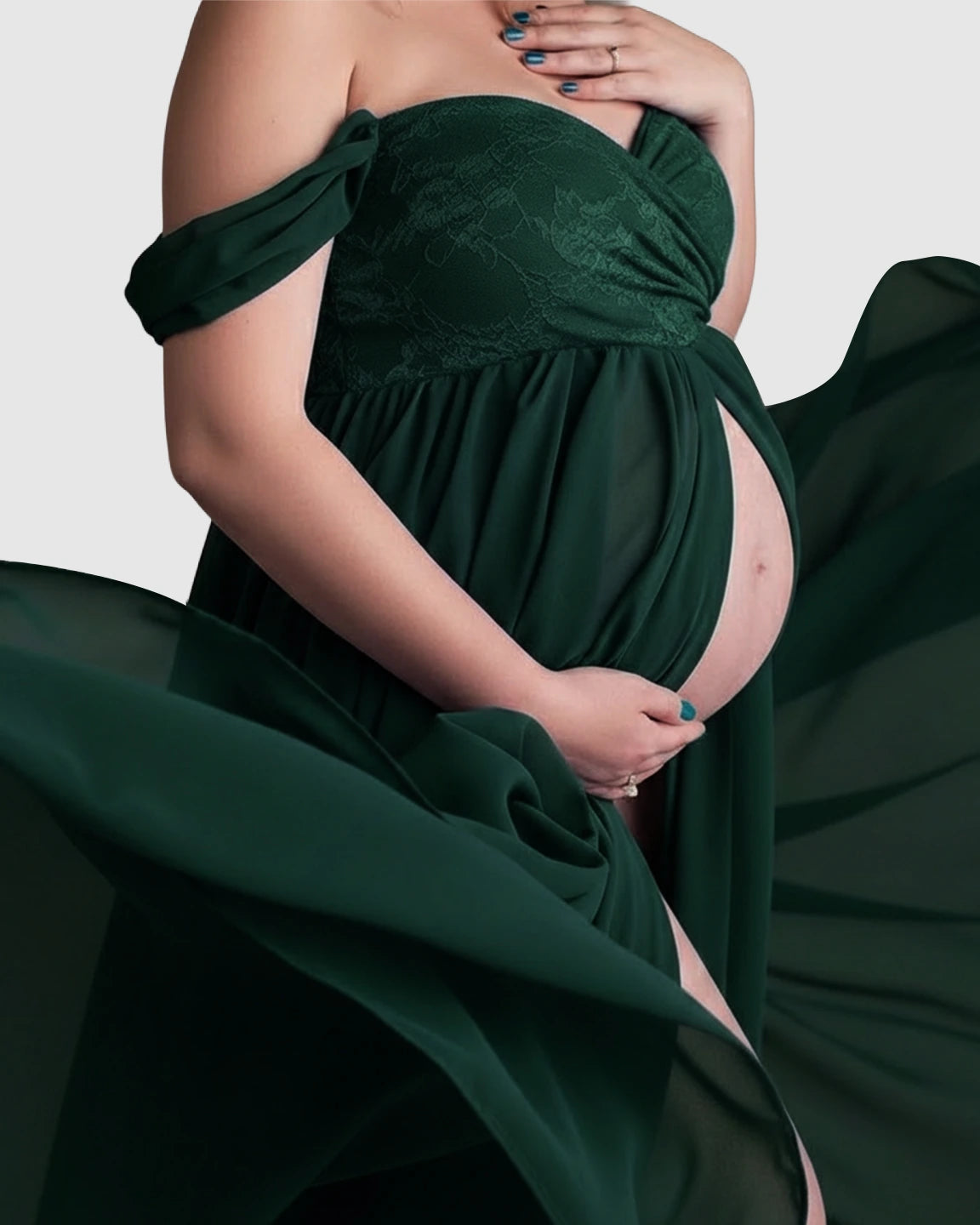 Extra-Long Train Ethereal Chiffon Maternity Gown