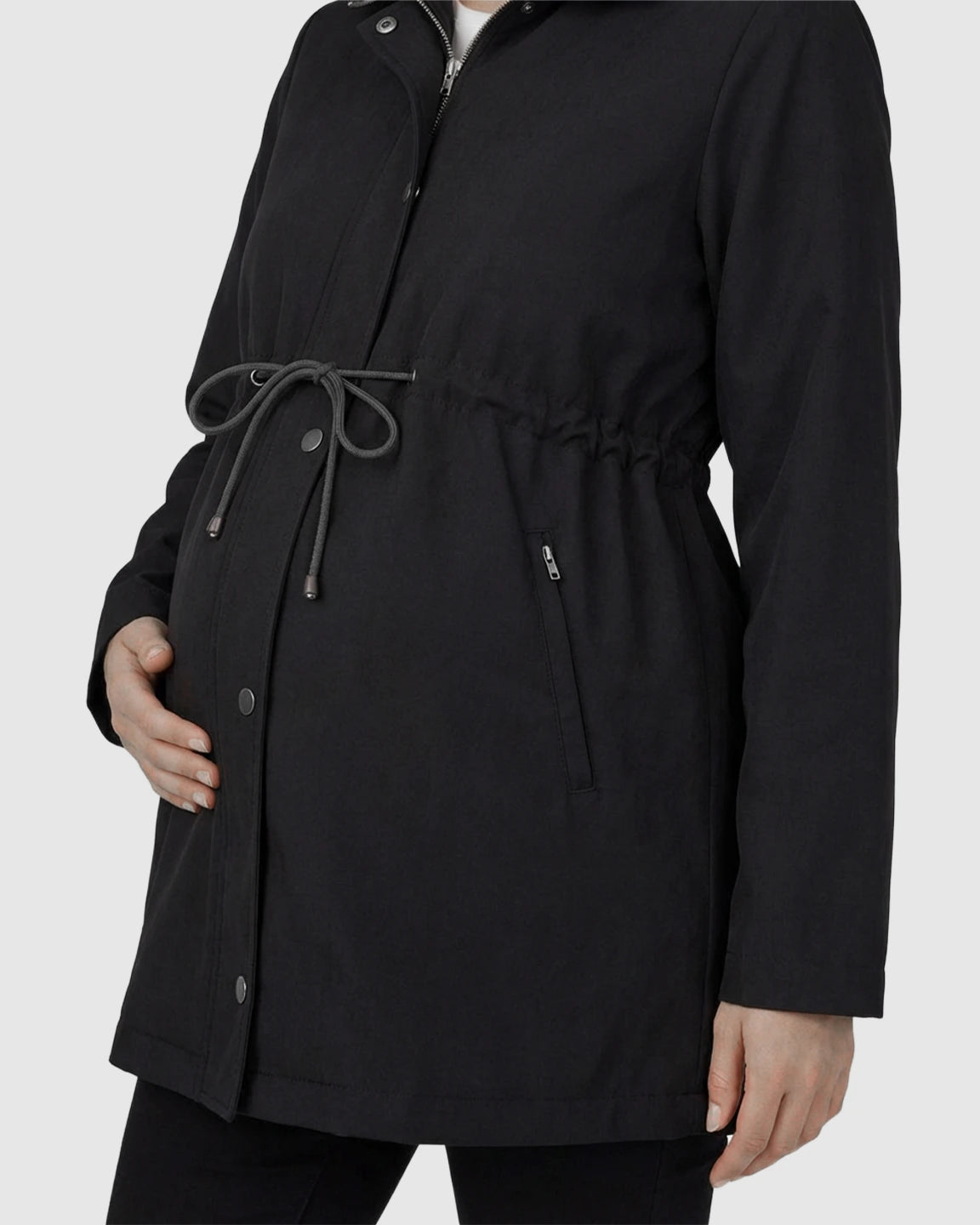 Fur Collar Hooded Long Maternity Jacket