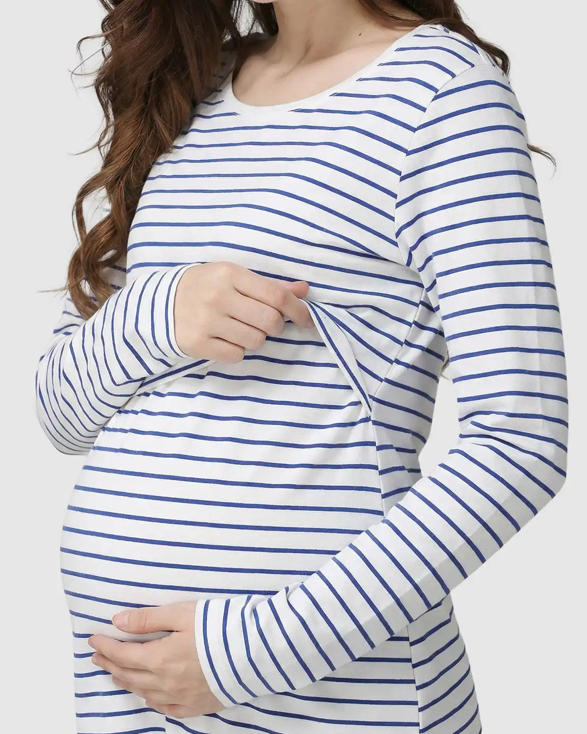Long-Sleeve Striped Pull-up Maternity & Nursery Top