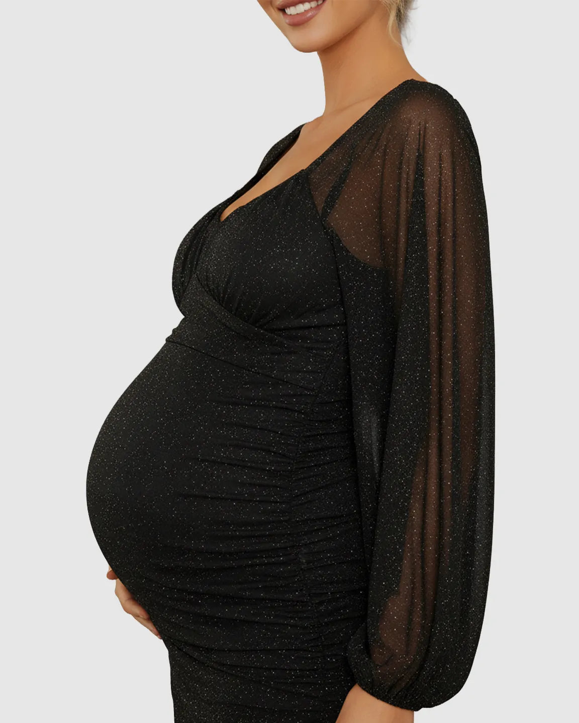 Sparkle Mesh Sexy Maternity Short Dress