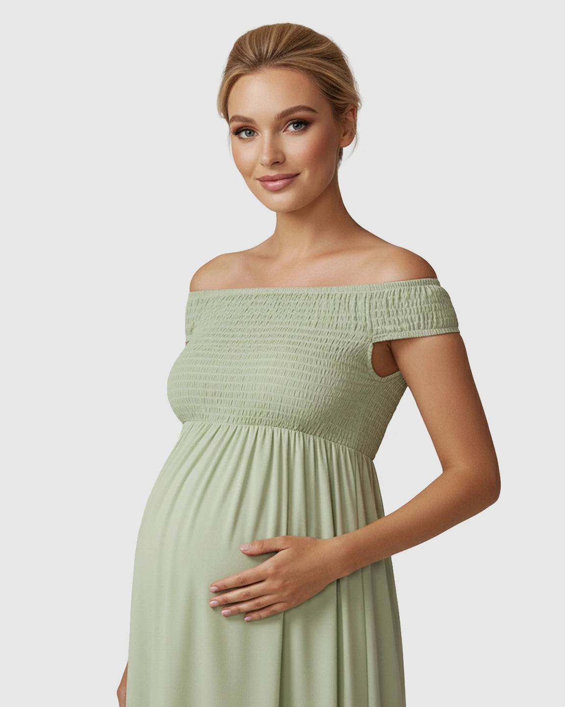Off-Shoulder Flowy A-line Maternity Maxi Dress