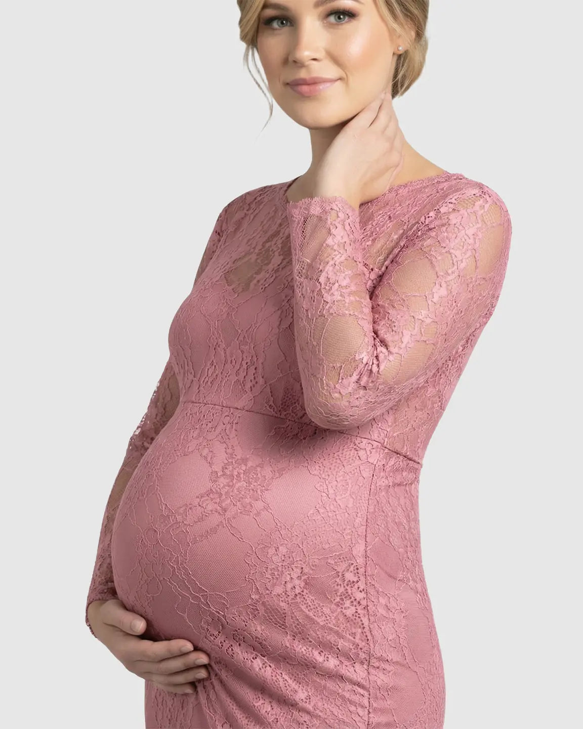 Sheer Lace Trumpet Maternity Photoshoot Gown