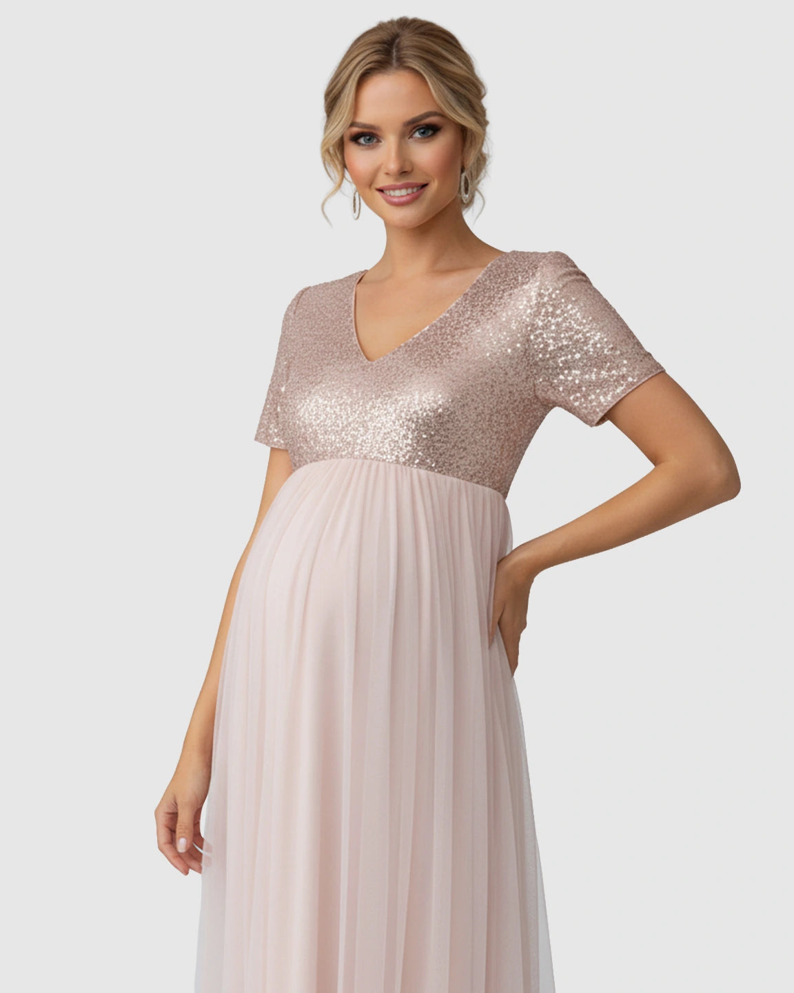 Sequin Bodice Glamorous Maternity Maxi Dress