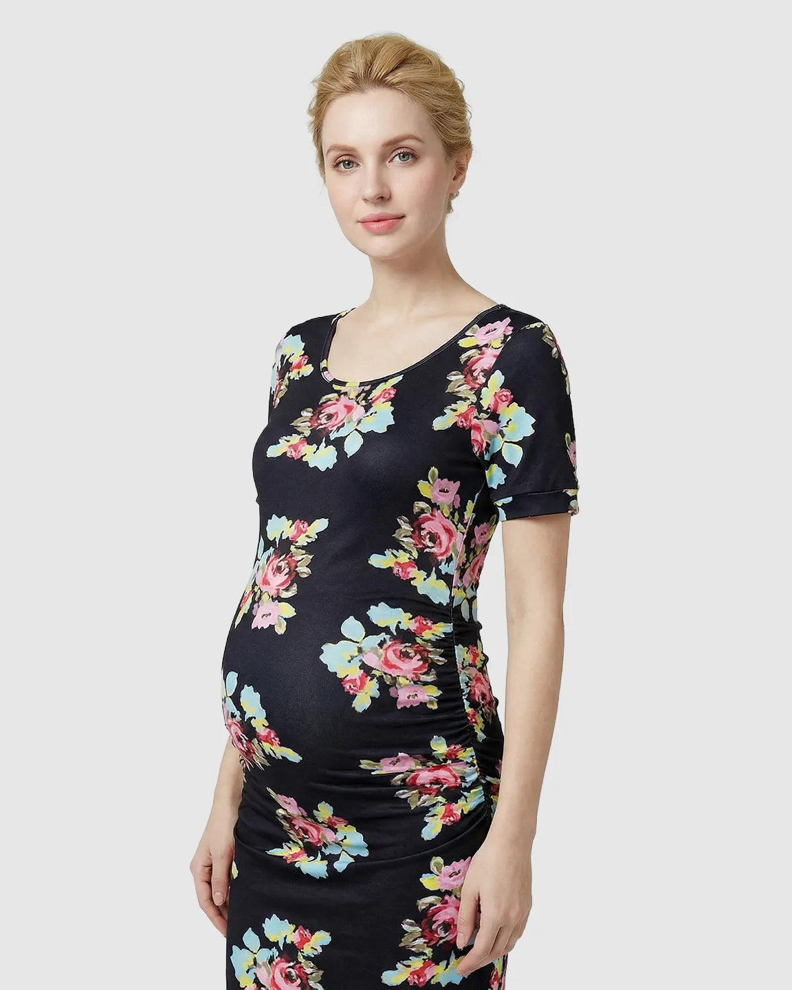 Side-Ruched Bodycon Maternity Dress