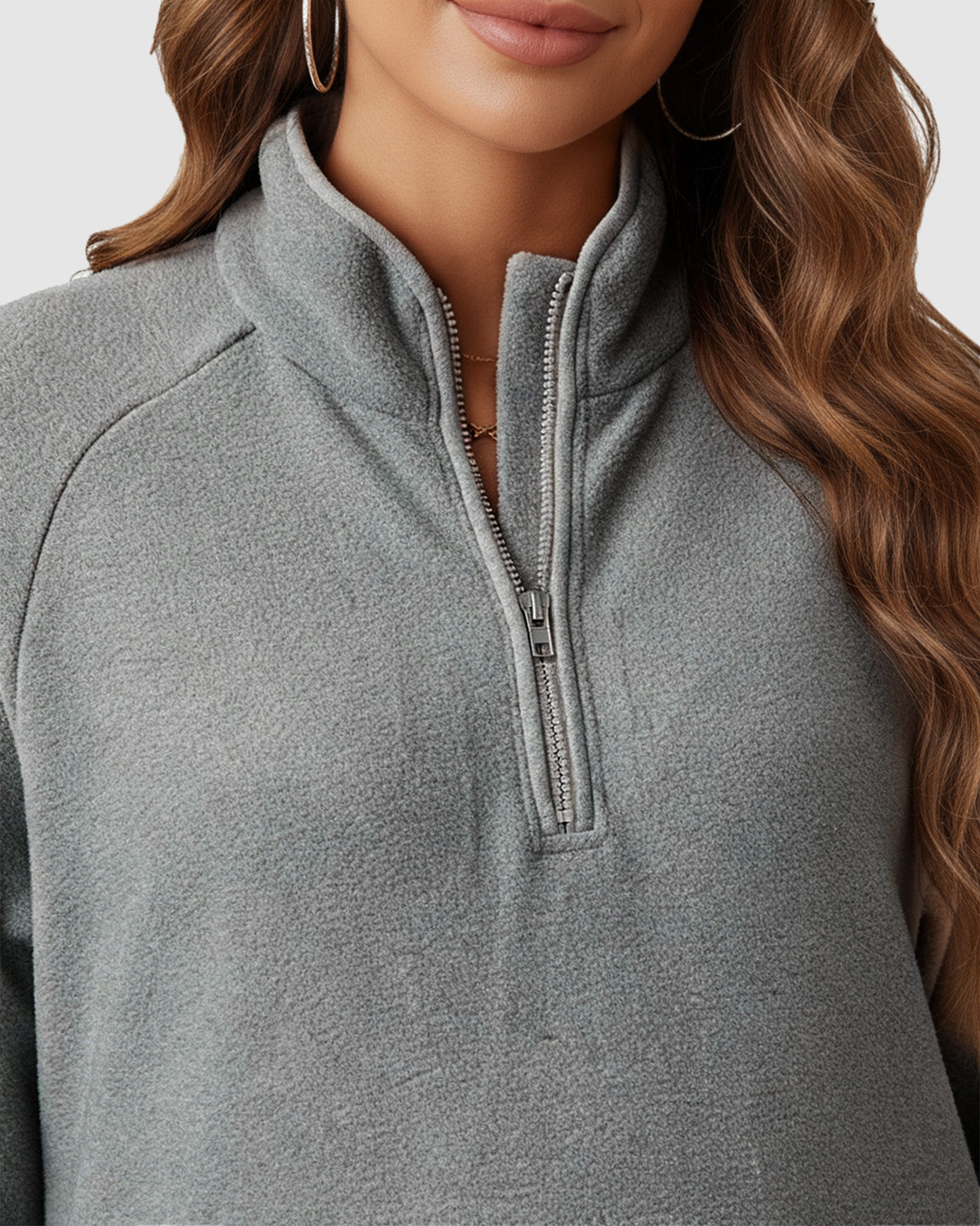 Half-Zip Long Sleeve Maternity Top