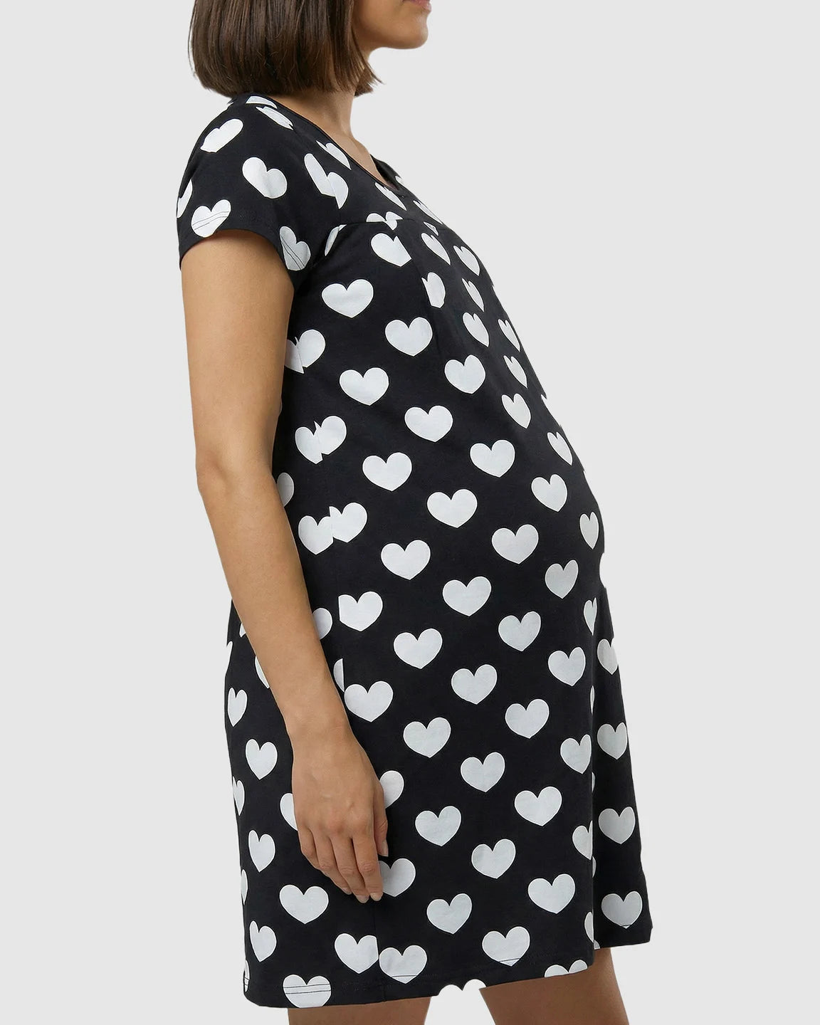 Pure Cotton Heart-Pattern Maternity Nursing Dress