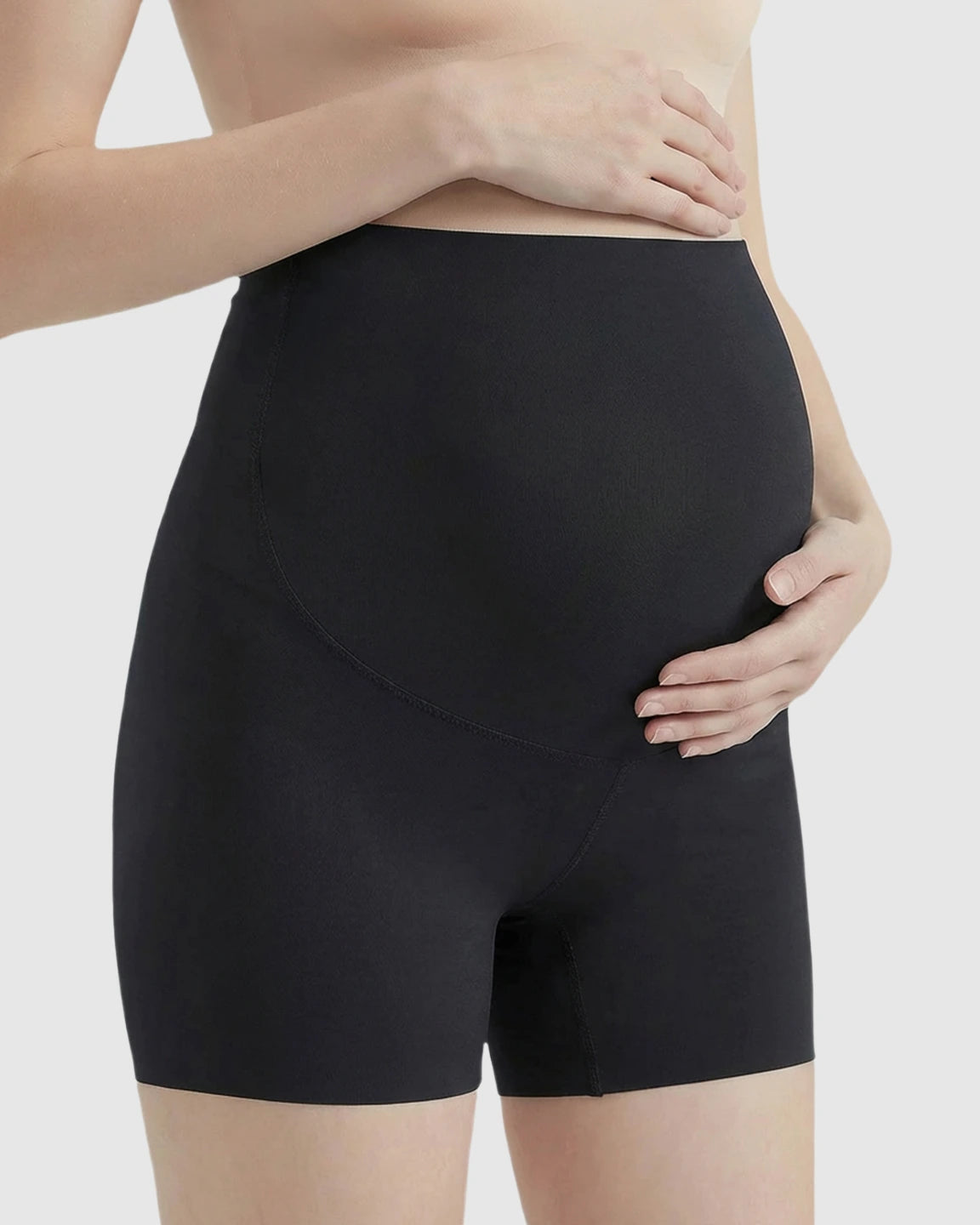 High-Waist Belly Support Seamless Slim Fit Maternity Shorts