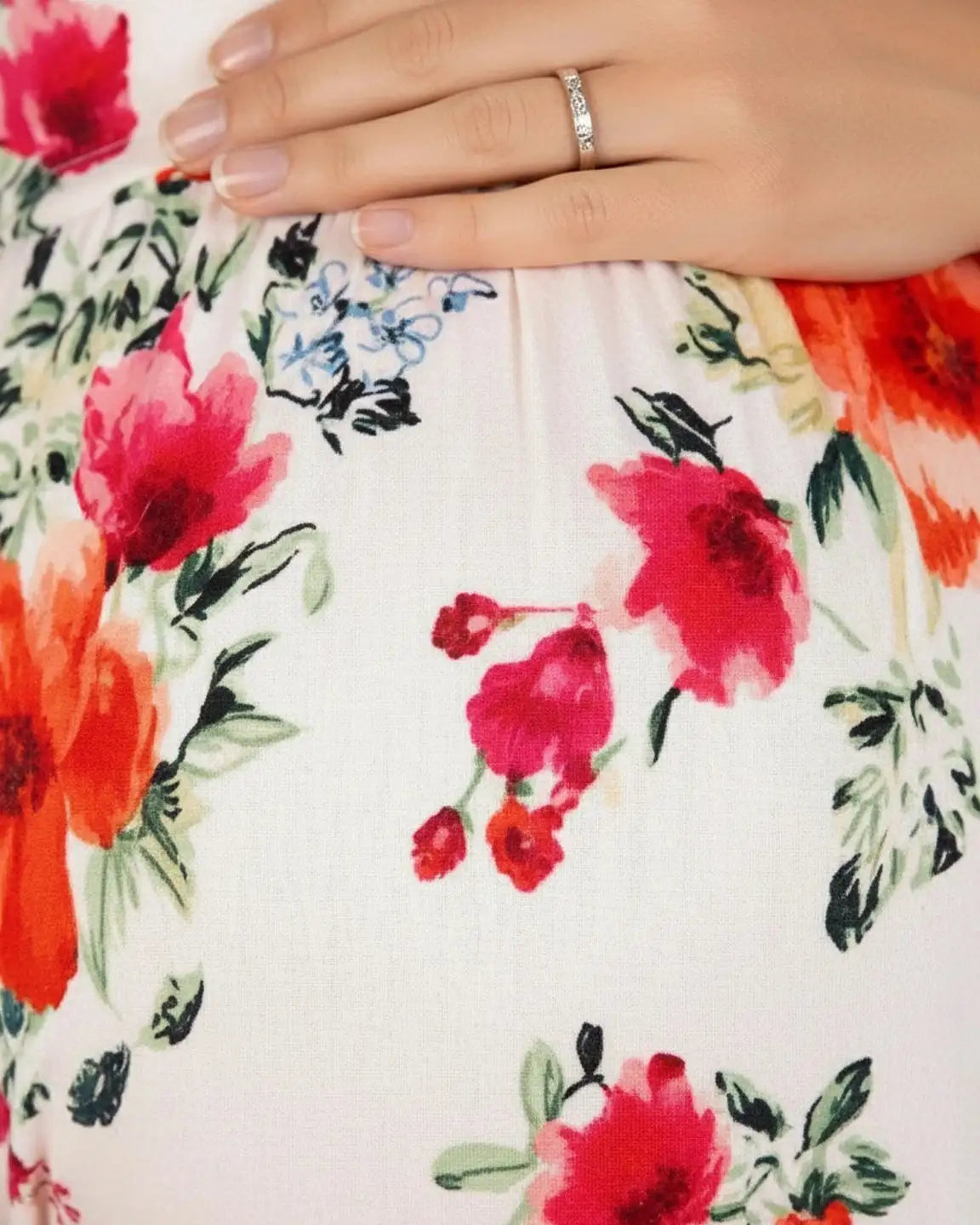 Floral V-Neck Short Sleeve Maternity Maxi Dress