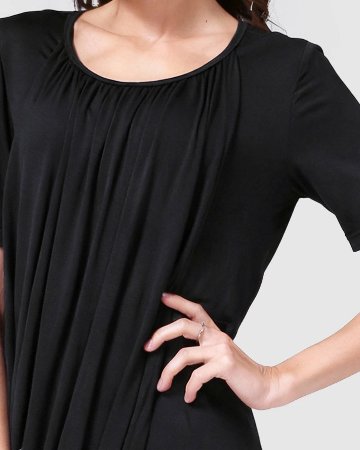 Hidden Nursing Access Draped Maternity Short Dress