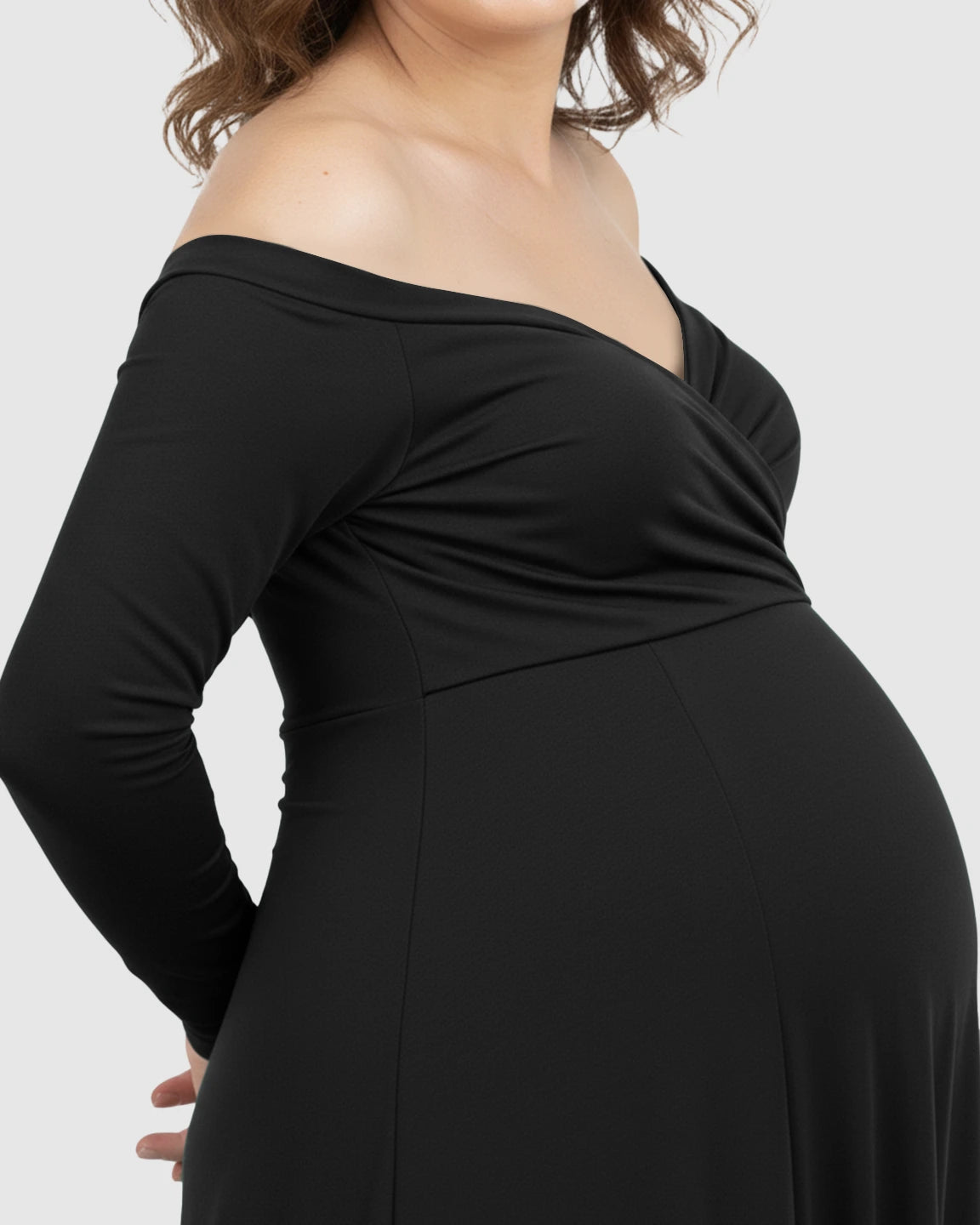 Off-Shoulder Fitted Silhouette Maternity Maxi Dress