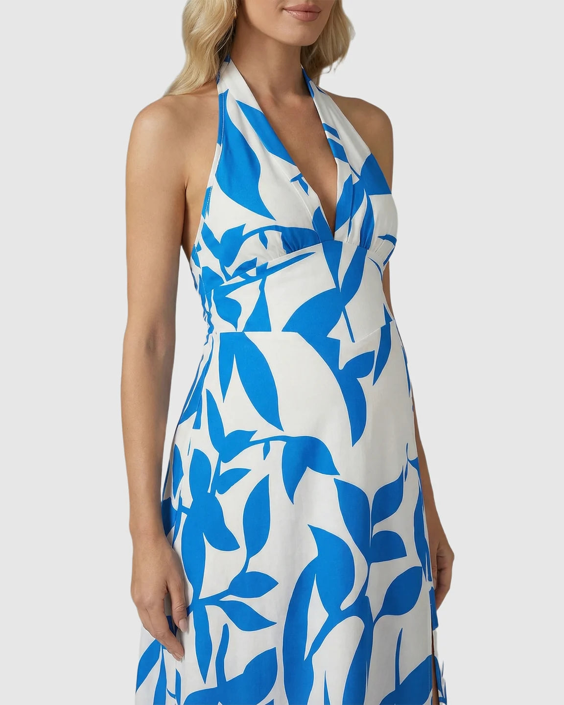 Halter Neck A-line Skirt Maternity Midi Dress