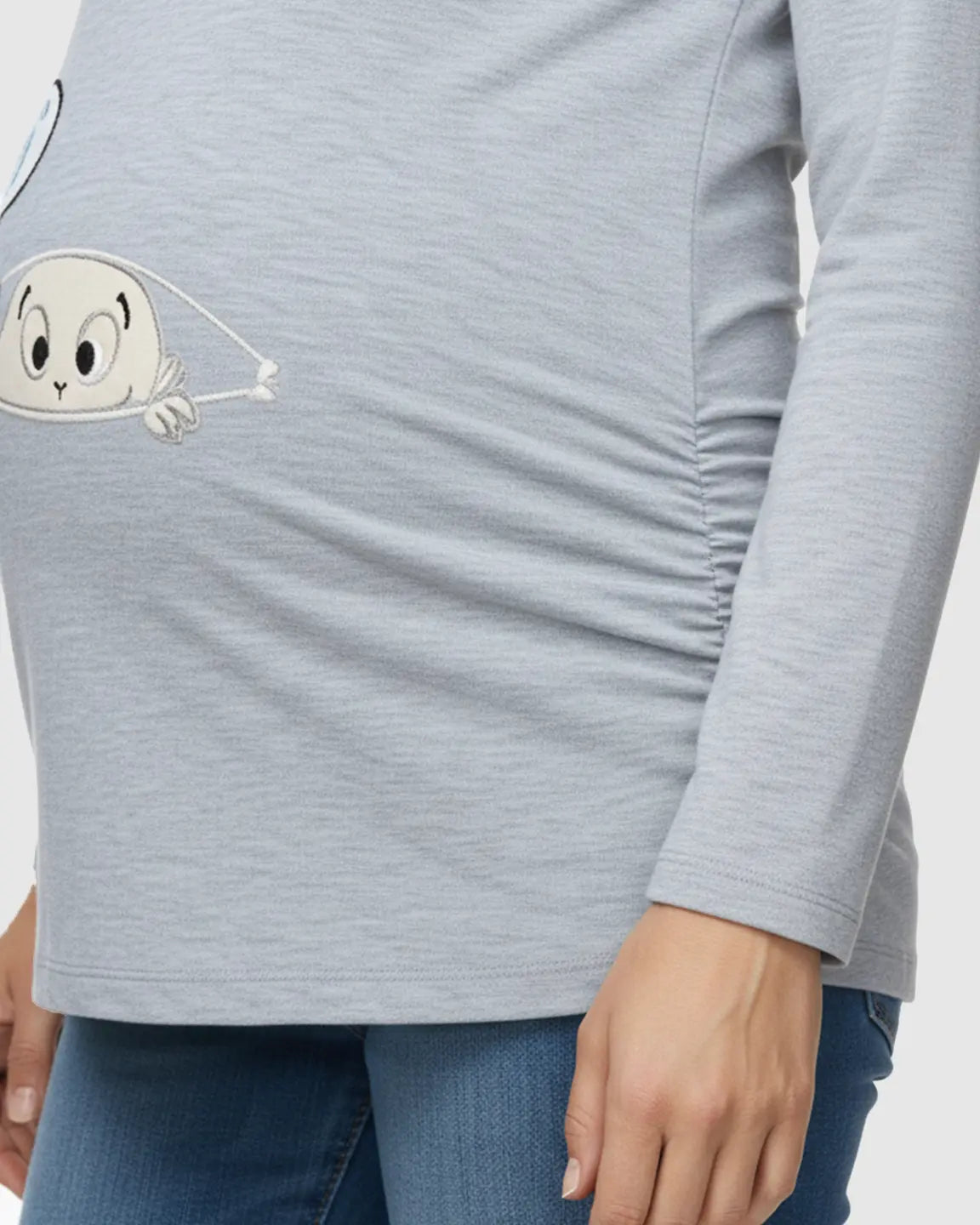 Slim Fit Side Ruched Long Sleeve Maternity Top