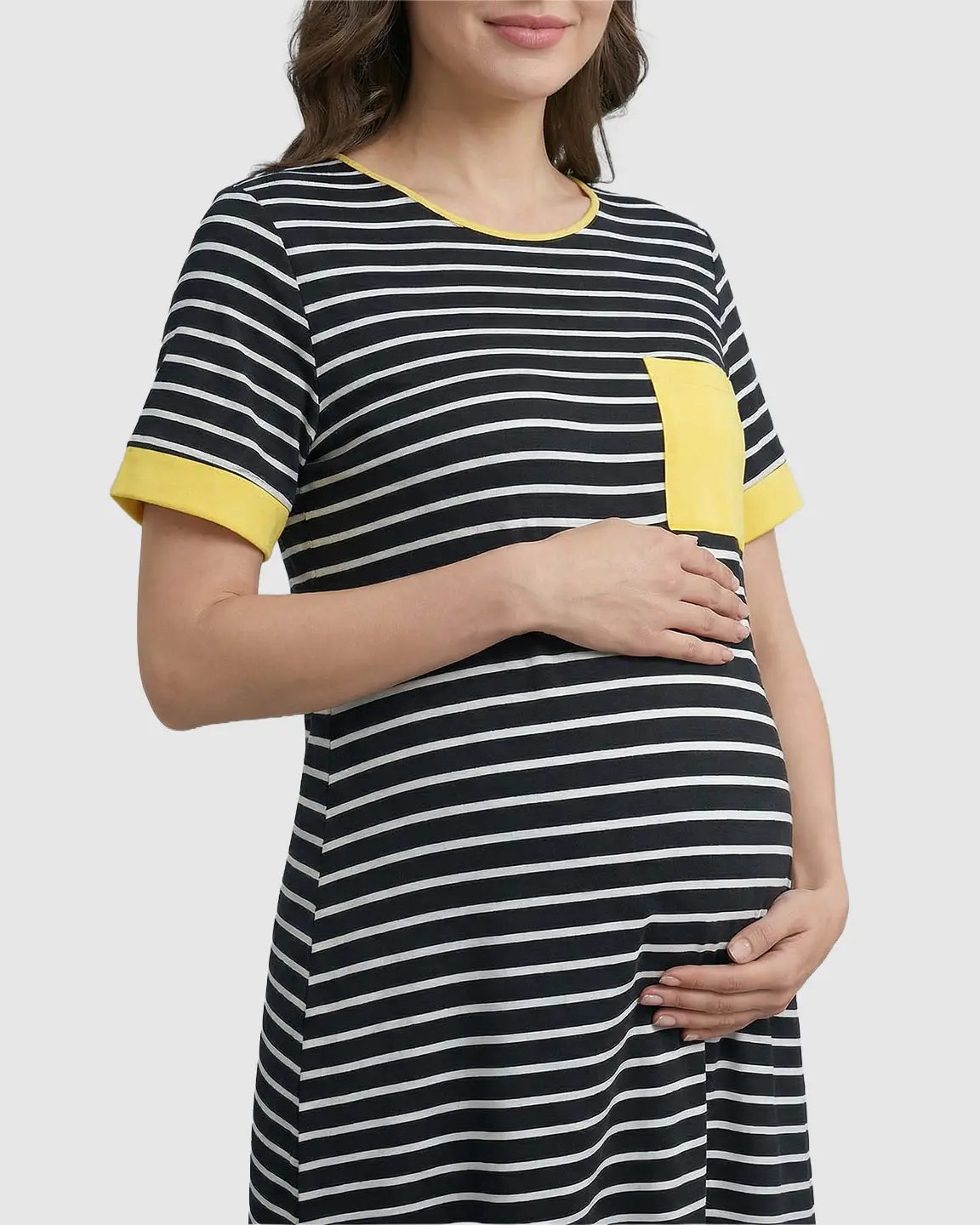 Nursing-Friendly Casual Maternity Midi Dress