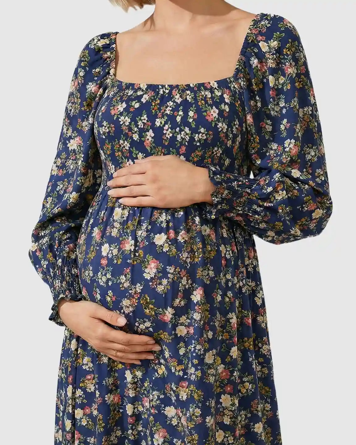 Smocked Bodice Relaxed Maternity Midi Dress