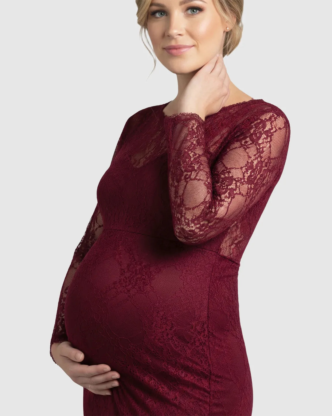 Sheer Lace Trumpet Maternity Photoshoot Gown