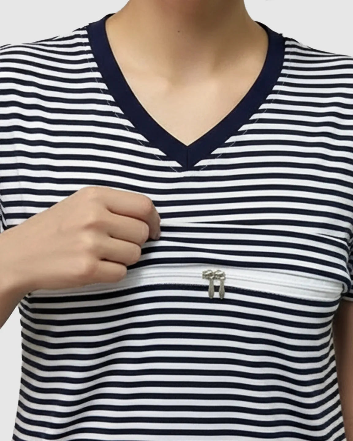 Striped V-Neck Straight Fit Maternity & Nursing Dress