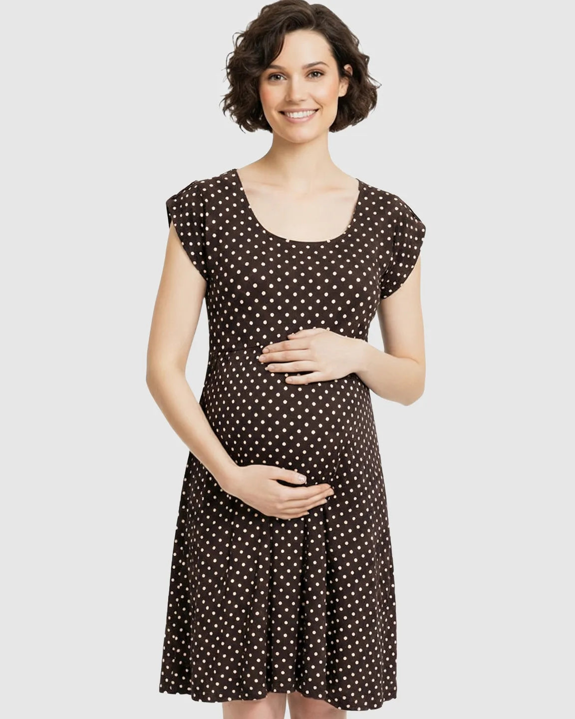 Easy Nursing Access Polka Dot Maternity Dress