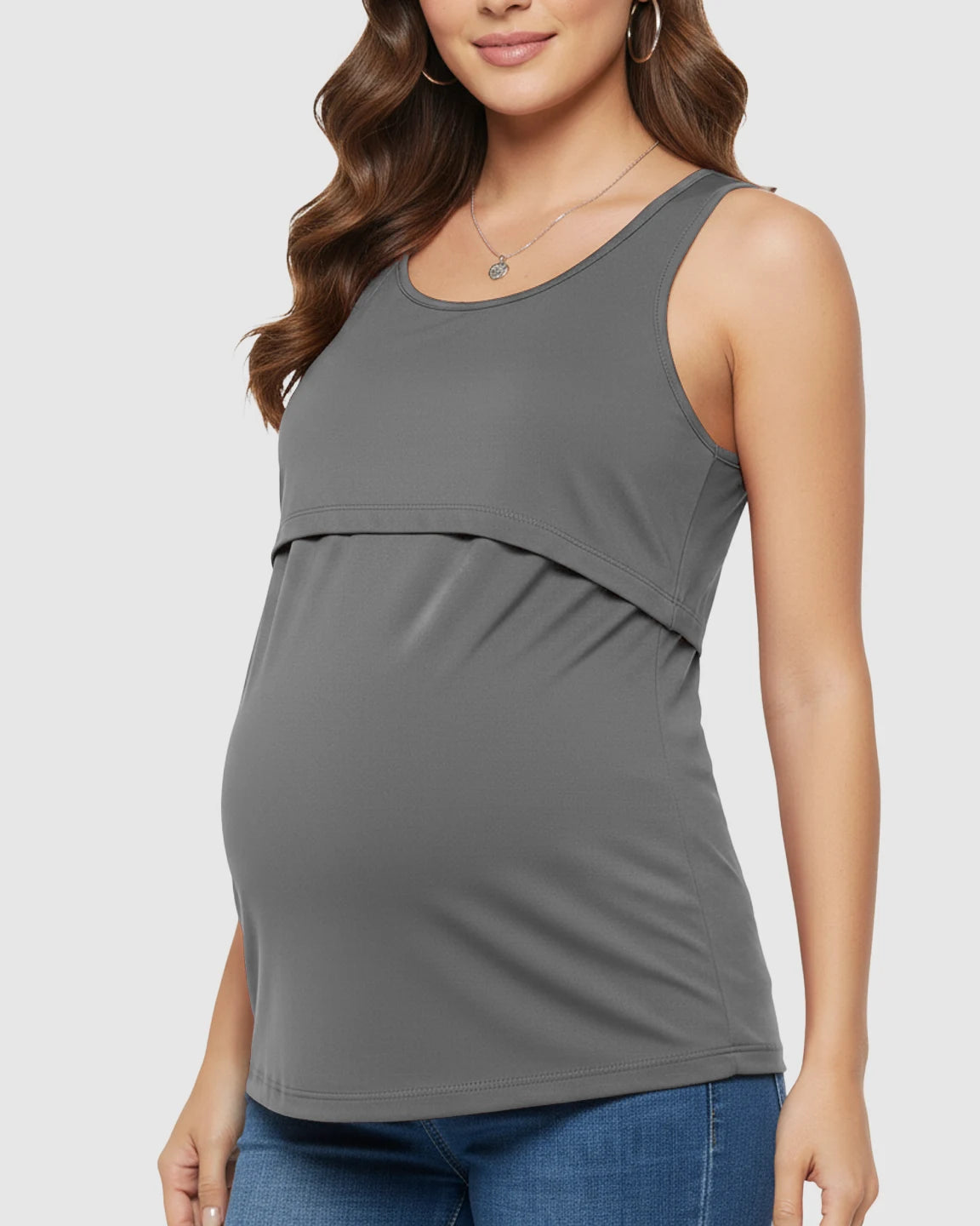 Pull-Up Nursing Access Loose Fit Tank Top