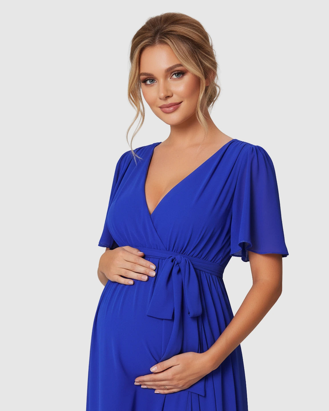 V-Neck A-line Maternity Maxi Dress