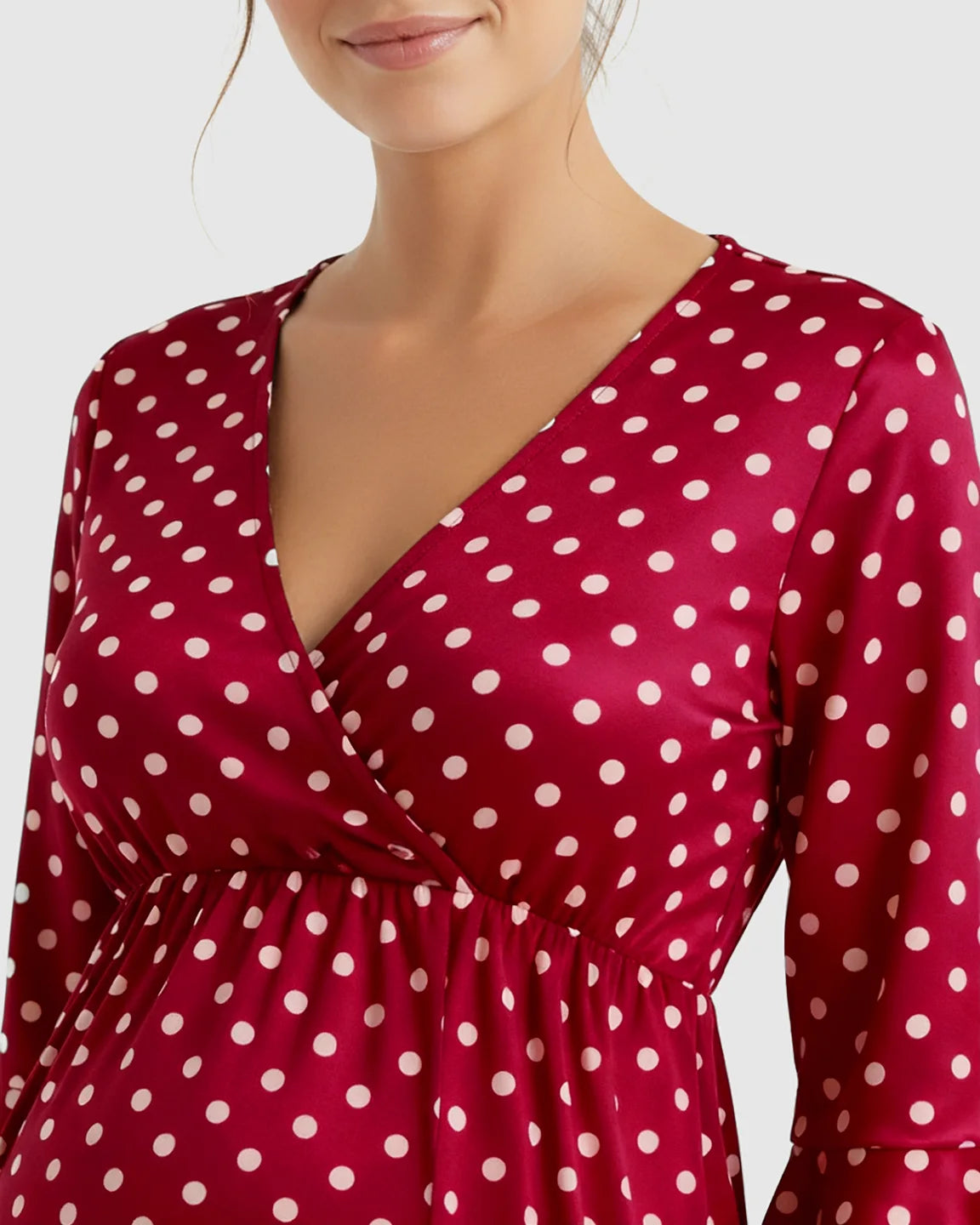 Polka Dot Empire Waist Maternity Short Dress