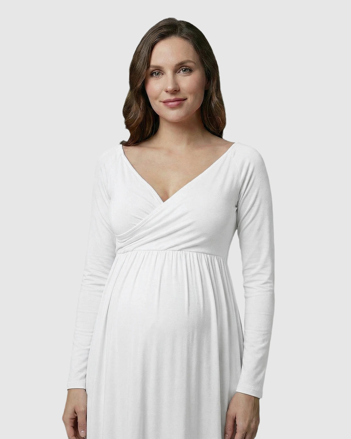 Long-Sleeve Full Train Maternity Maxi Dress