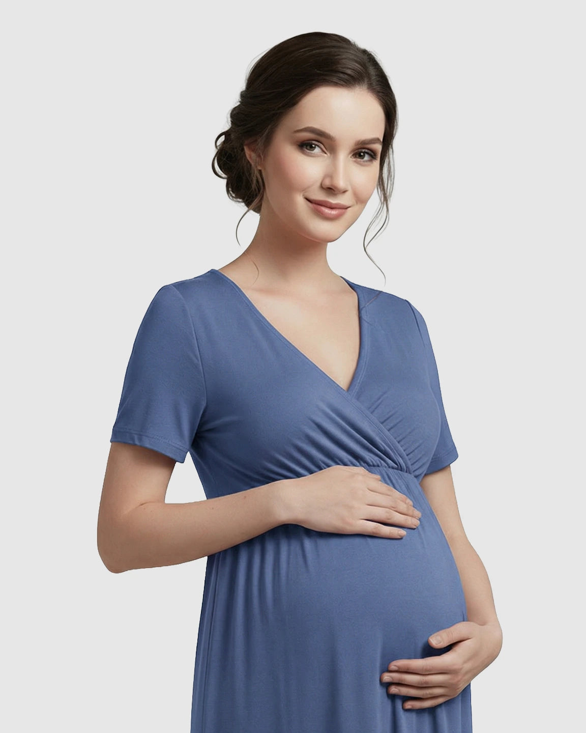 Crossover V-Neck Flowy Silhouette Maternity Maxi Dress