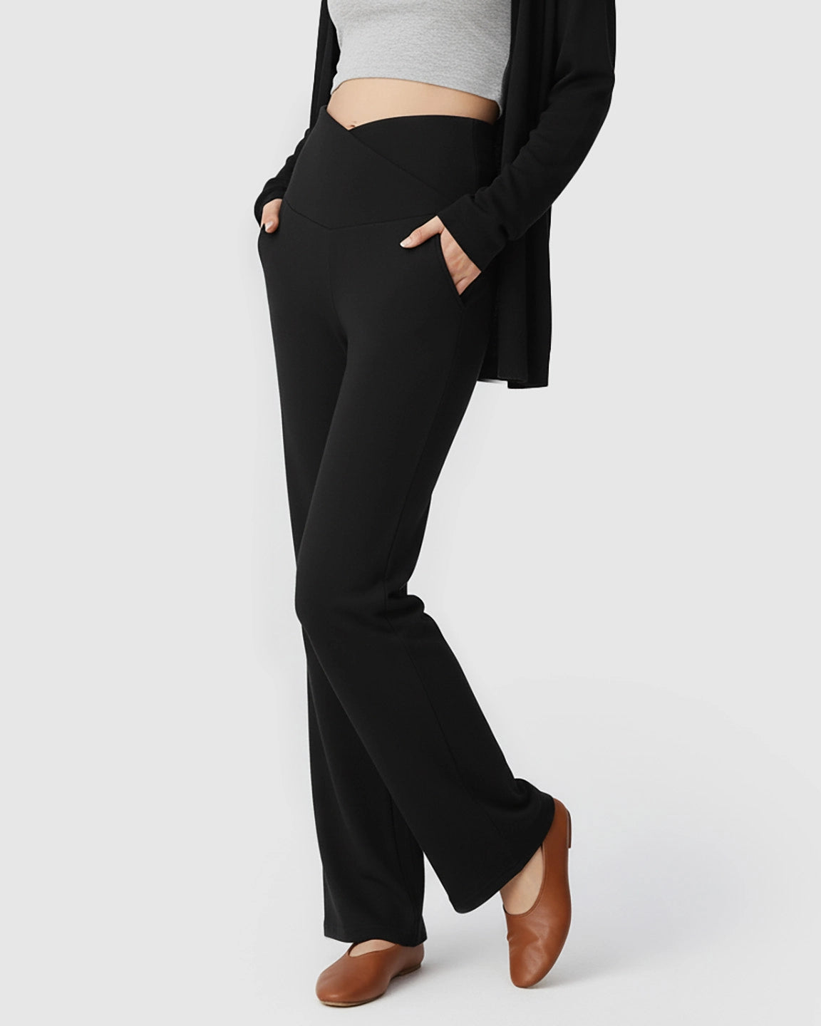 Crossover Waist Wide-Leg Maternity Lounge Pants