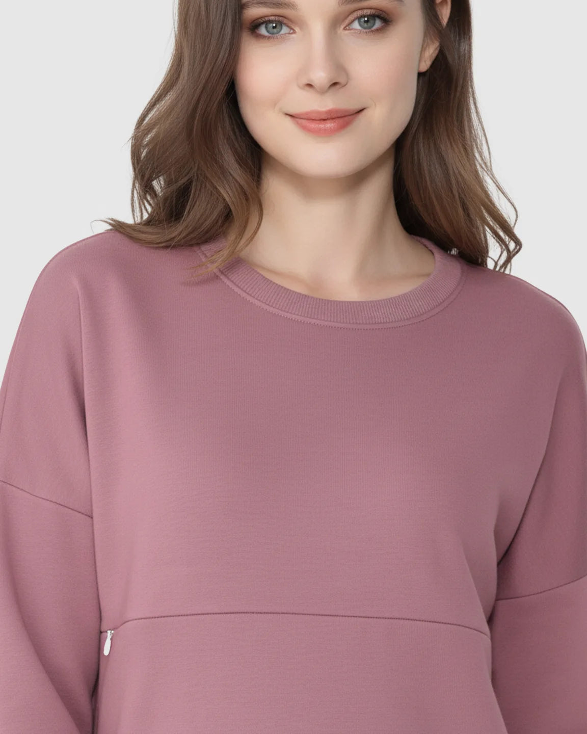 Discreet Zipper Nursing Access Casual Maternity Top