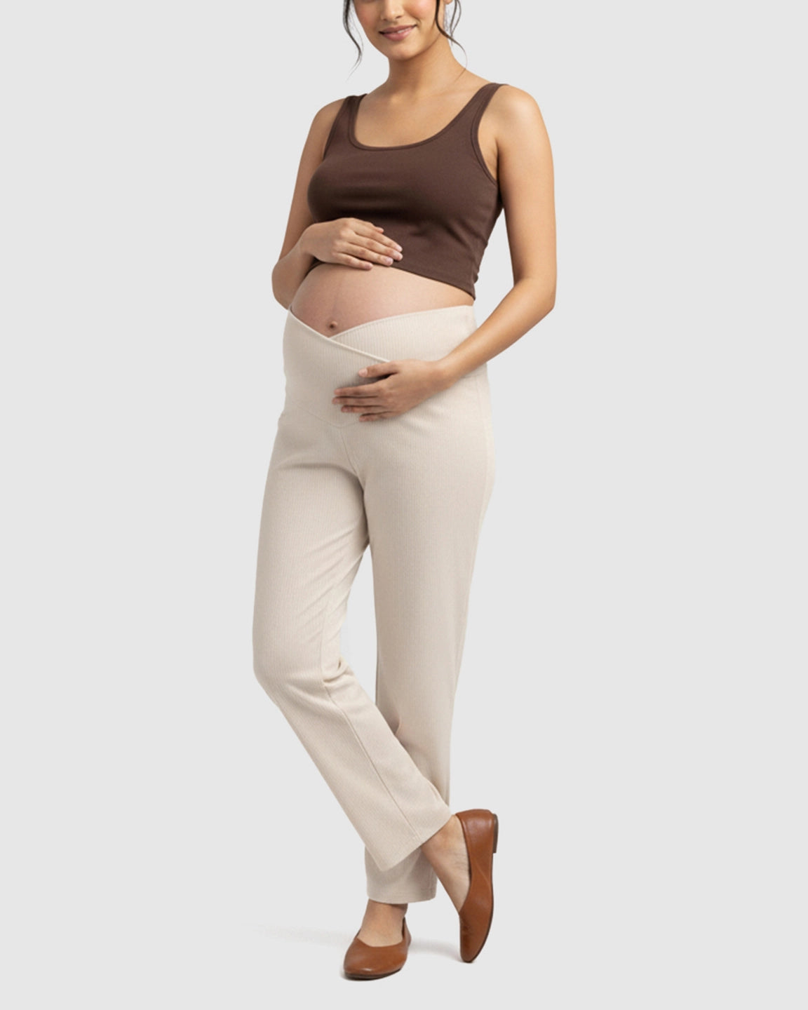 High-Waisted Wide-Leg Tailored Maternity Pants