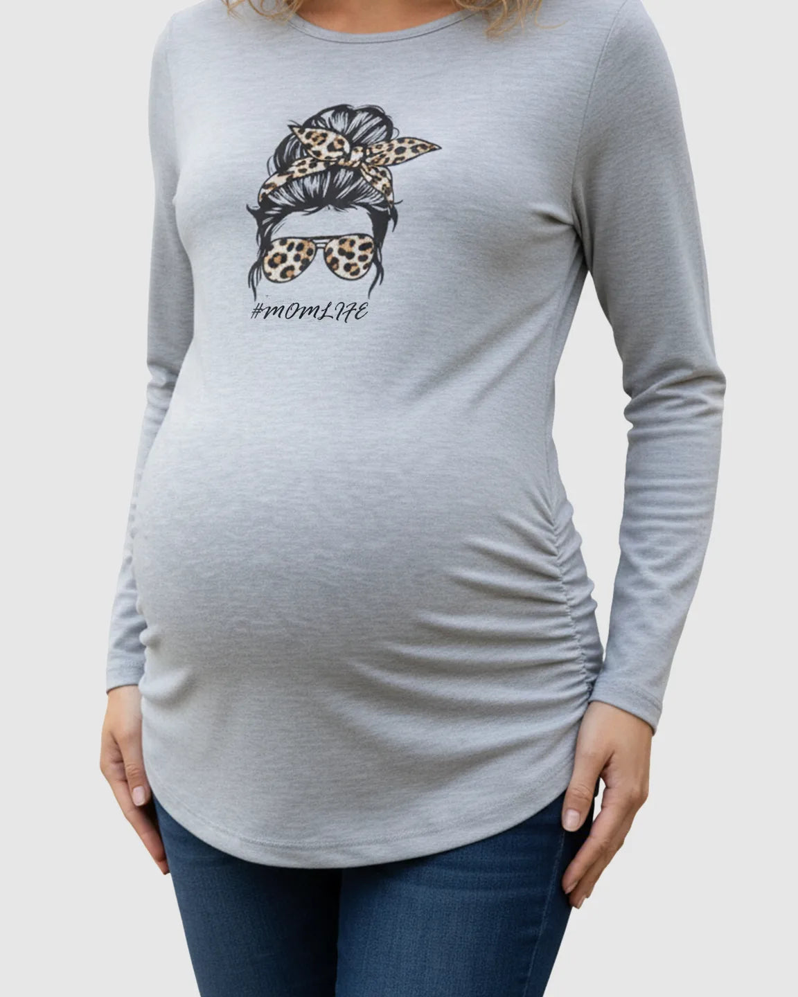 Round-neck Printed Maternity Top