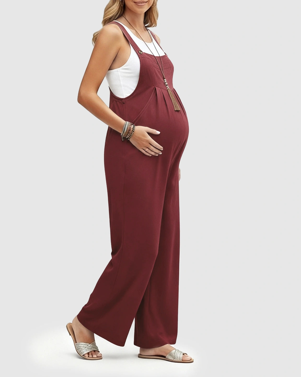 Cotton Drape Maternity Jumpsuit