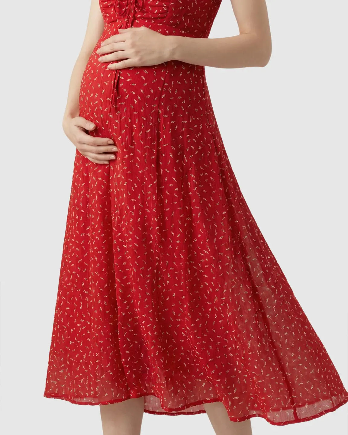 Ruched Drawstring Bust Floral Dress with Chiffon Cardigan