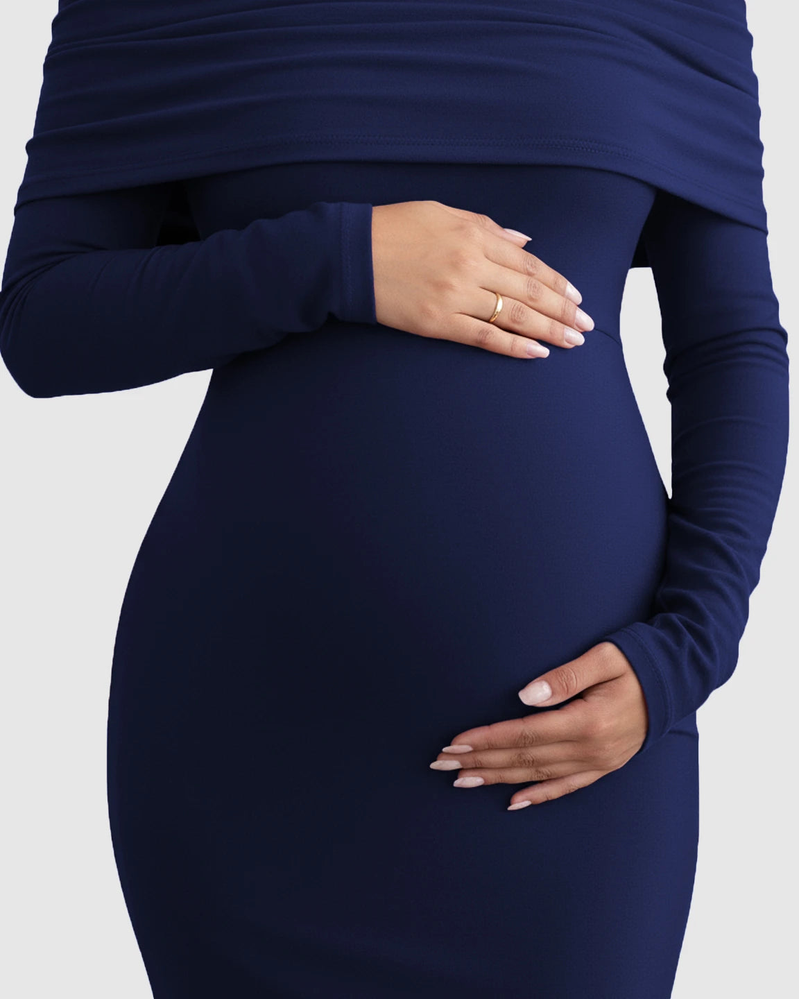 Off-Shoulder Cross-Back Maternity Evening Gown