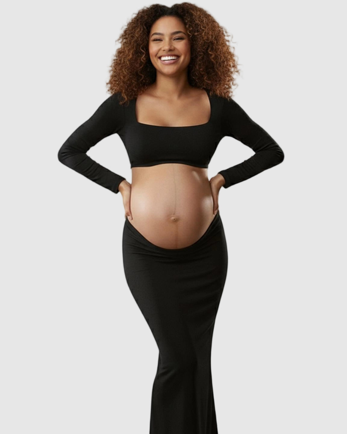 Butt Lifting Bodycon Two-Piece Maternity Maxi Dress