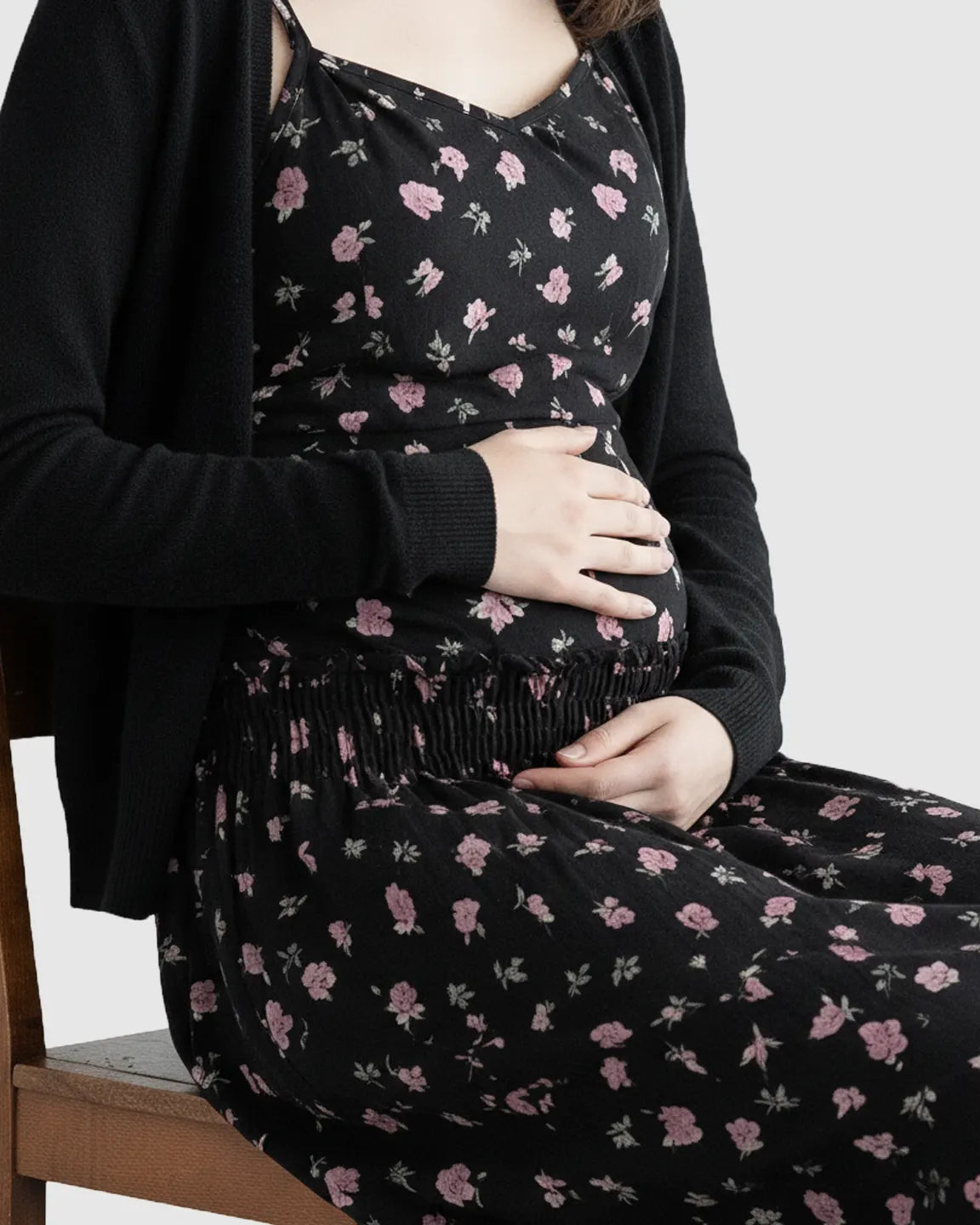 Floral Print Cami Flared Maternity Maxi Dress