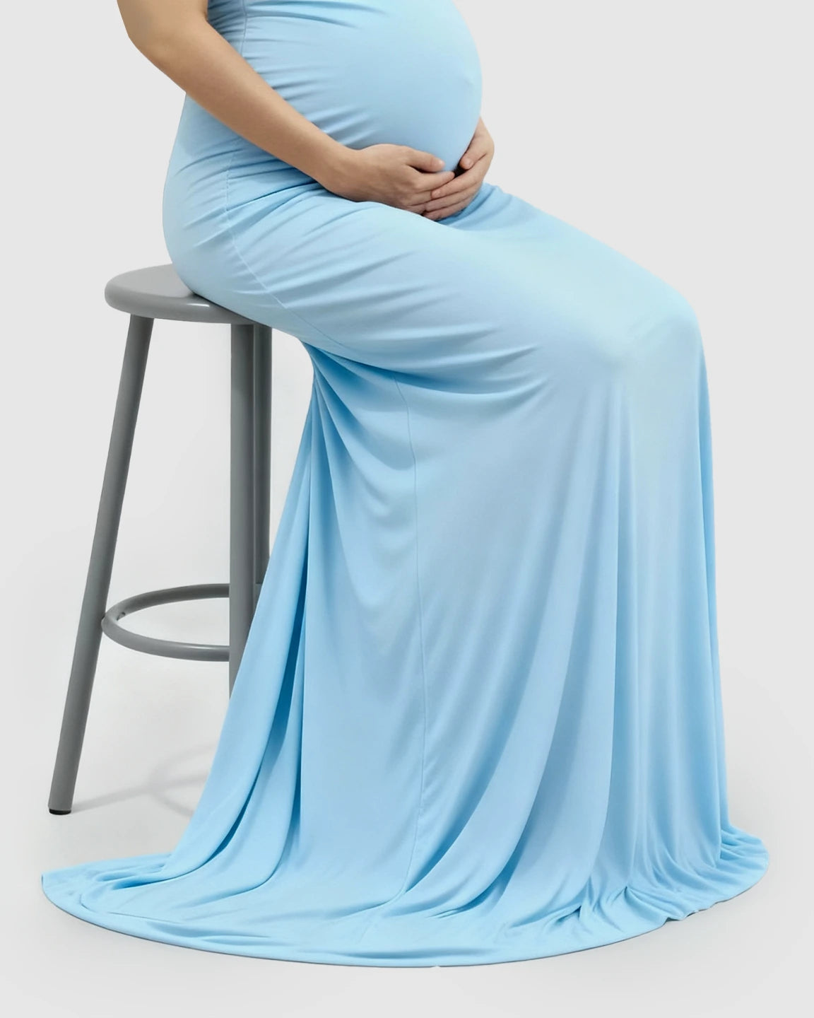 Off-Shoulder Mermaid Fit Maternity Maxi Dress