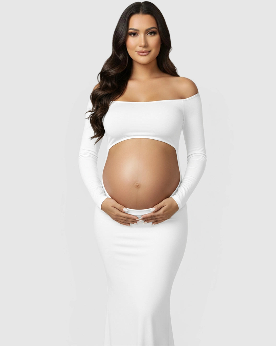 Off-Shoulder Bump Reveal Maternity Photoshoot Gown