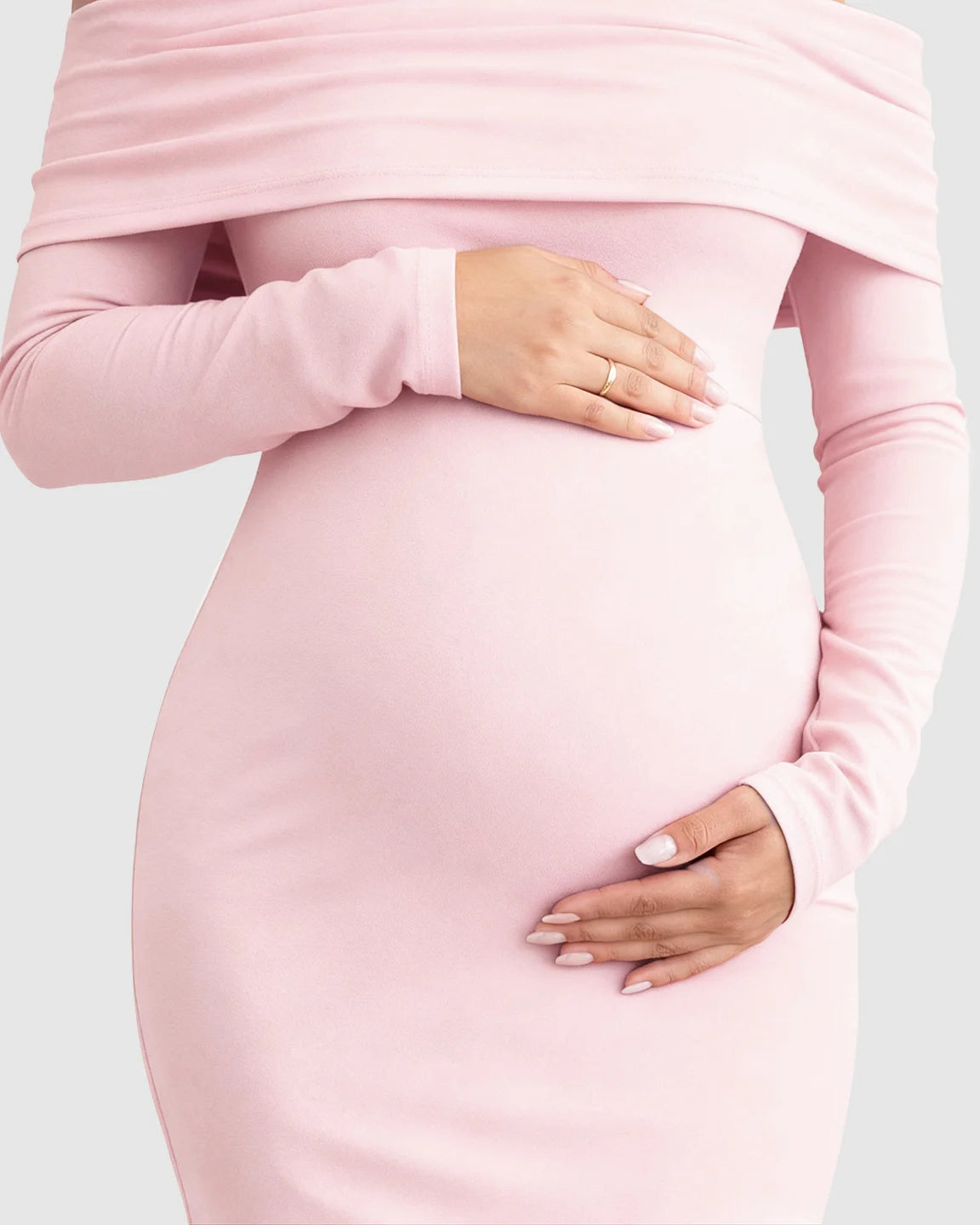 Off-Shoulder Cross-Back Maternity Evening Gown