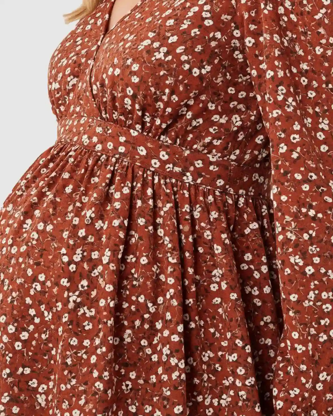 Floral Print Tie Waist Peplum Maternity Top