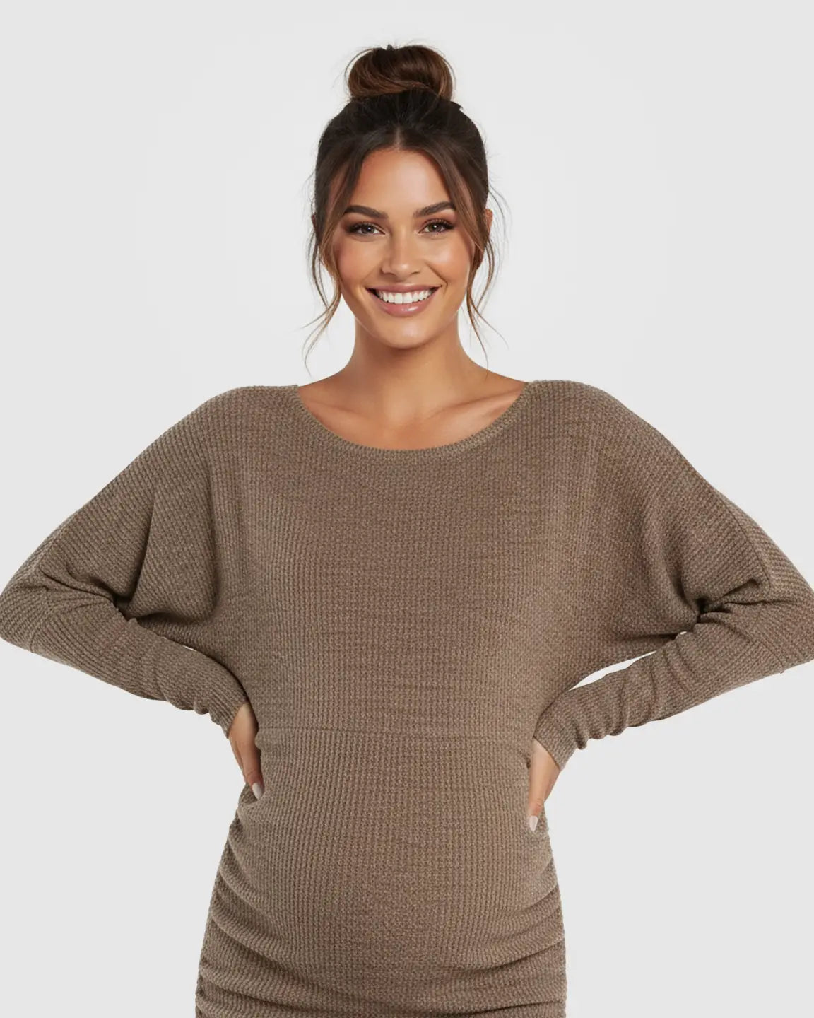 Drawstring Knit Short Bodycon Maternity Dress