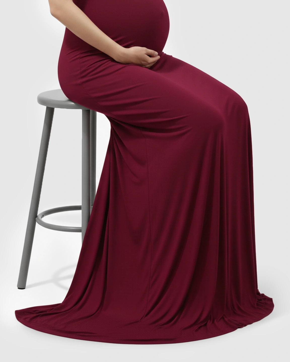 Off-Shoulder Mermaid Fit Maternity Maxi Dress