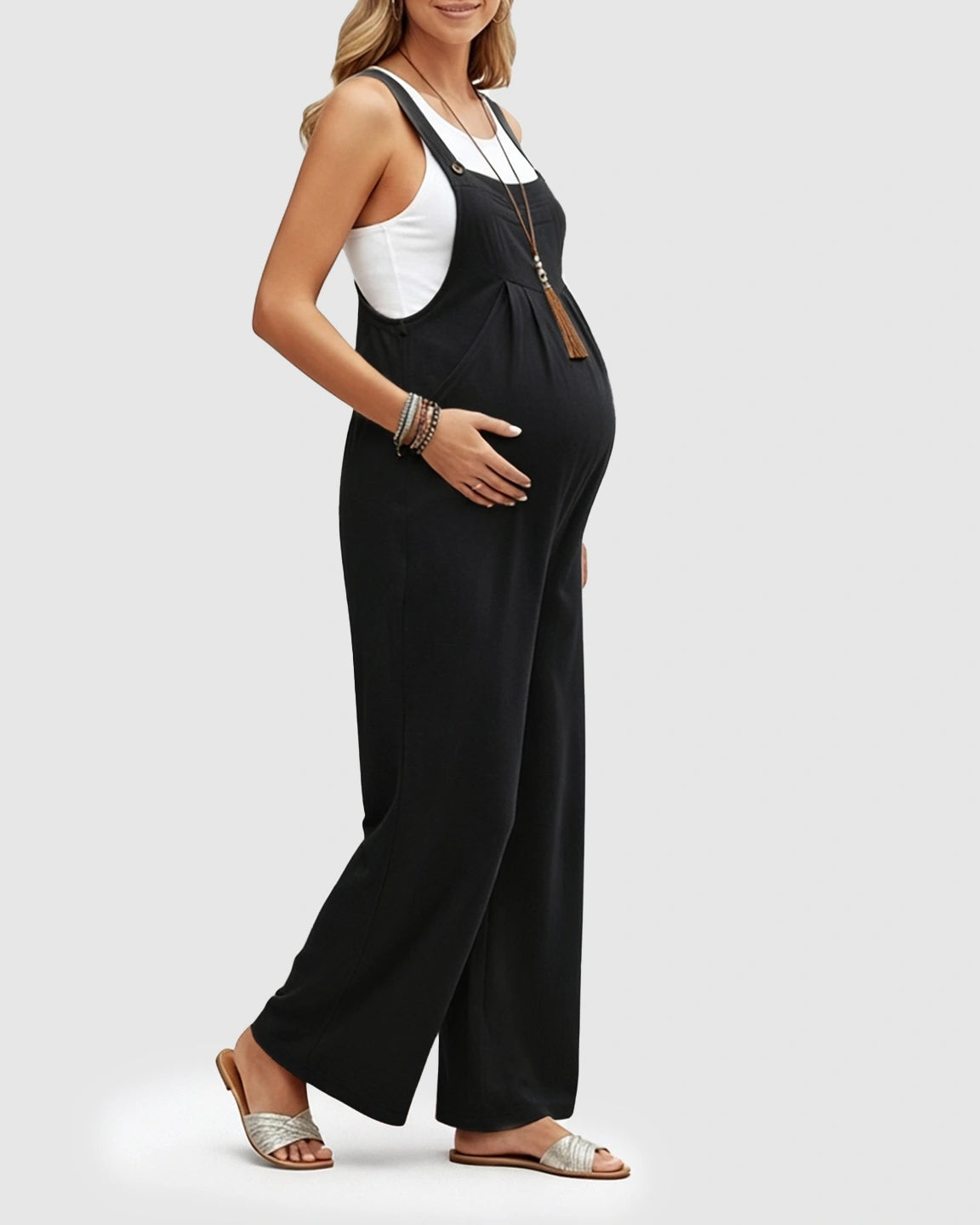 Cotton Drape Maternity Jumpsuit