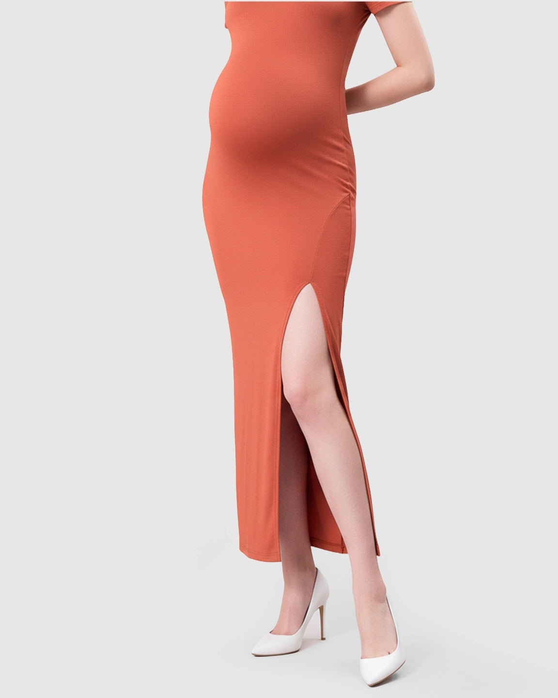 Side-Slit Bodycon Maternity Maxi Dress